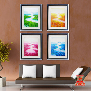 
                                        煌巢尚品风景油画玄关装饰有框画沙发背景墙挂画手绘四季荷塘春夏秋冬壁画家居软饰电表箱遮挡画 春天荷塘油画 长77x高67cm                
