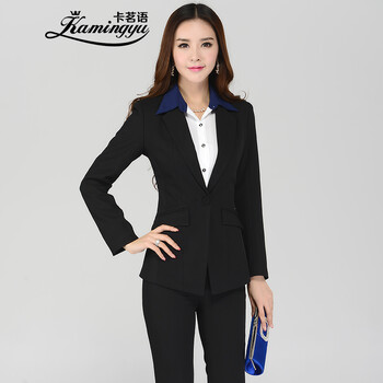 卡茗语 新款小西装女春秋修身显瘦通勤韩版长袖一粒扣女士显瘦小西装 黑色西装 S 黑色西装 S