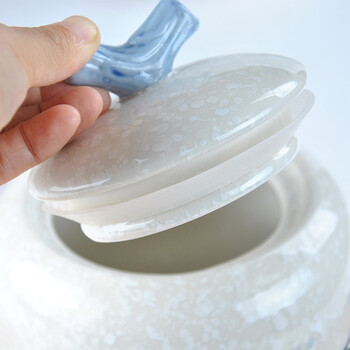 樱之歌 纯手绘雪花釉日式素瓷葫芦密封罐大号