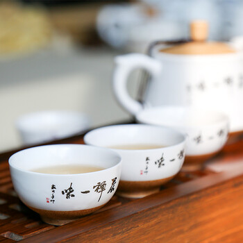 
                                        甲乐茶具套装 茶壶茶杯茶海功夫茶具公道杯礼盒装粗陶亚光釉10件套装茶禅一味 茶禅一味盖碗茶具套组                