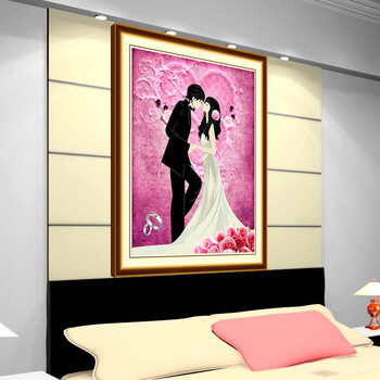 
                                        新款5D魔方圆钻钻石画幸福婚礼结婚婚庆钻石绣情侣客厅贴钻十字绣 魔方圆钻50*60cm 形象逼真 满钻全贴                
