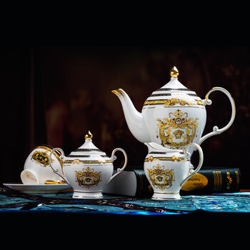 
                                        【C&C 可瑞可家】金美杜莎  欧式咖啡杯套装骨瓷咖啡具15头英式红茶杯下午茶茶具 15头壶糖奶6杯6碟（礼盒装）                