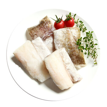 鲜元素 冷冻阿拉斯加真鳕鱼 带皮去刺 500g 4-6块 袋装 海鲜水产