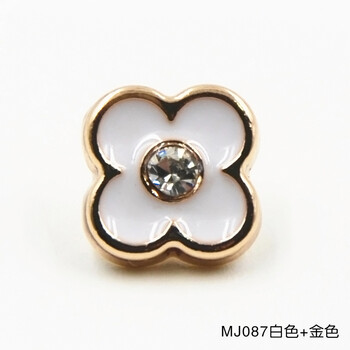 
                                        迈利达 金属镶玻璃钻四叶草衬衣钮扣 女士衬衣 袖口 衣领扣 MJ087金+白(两颗)                