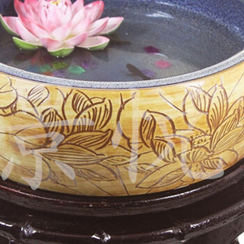 景烨 陶瓷鱼缸 景德镇装饰工艺品摆件 2个花色可选 睡莲