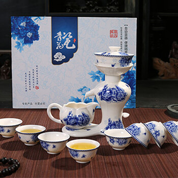 云品家居 整套茶具功夫茶具半自动流水青花瓷茶具蝶恋花陶瓷茶具 蝶恋花套装