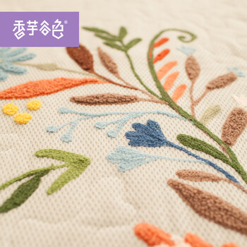 香芋谷色 早餐的故事乡村飘窗垫韩式沙发垫坐垫布艺防滑垫沙发罩沙发巾套装 银灰色 单人座沙发垫90cmx90cm