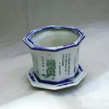 
                                        泰浦瓯 八角花盆景德镇陶瓷花卉盆景室内盆栽油彩花盆优质陶瓷花盆送底盘 (此款发物流，需自提                