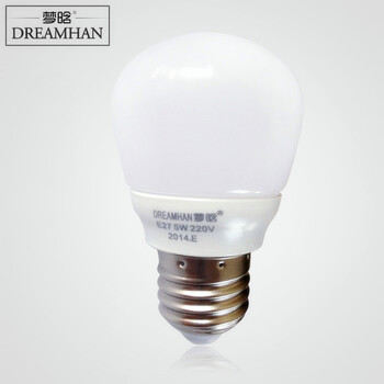 梦晗LED灯泡E27 节能螺口led灯5w球泡 正白暖白光源灯具MH-5 正白光