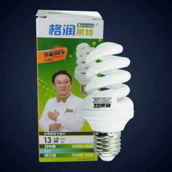 
                                        格润莱特 全螺旋 13W节能灯泡 E27螺旋口灯头 冷色白光 筒灯床头灯台灯适用                