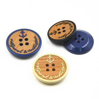 
                                        迈利达树脂木纹四眼钮扣大衣 休闲外套纽扣扣子 黑色 25mm(2颗)                