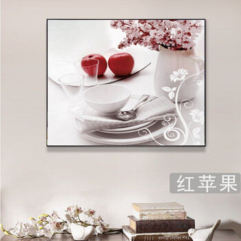 装饰画配电箱可推拉遮挡壁画客厅挂画总开关弱电源箱电闸盒 红苹果