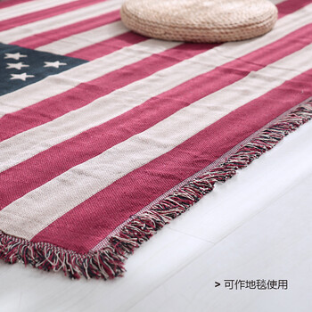
                                        美国国旗沙发巾盖毯沙发垫毯棉线沙发罩毯防尘罩欧式防滑欧美乡村 美国国旗多功能线毯 130*170cm                
