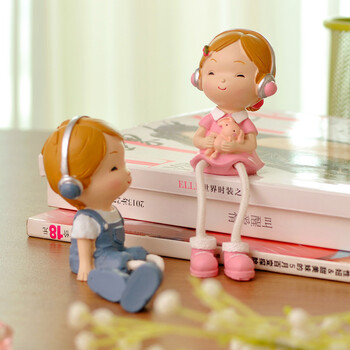 
                                        雅居坊/yajuang 樱桃情侣座椅子吊脚娃娃 家居装饰品书架摆件结婚送礼节日礼品可爱摆设 D225A                