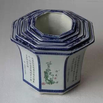 
                                        泰浦瓯 八角花盆景德镇陶瓷花卉盆景室内盆栽油彩花盆优质陶瓷花盆送底盘 (此款发物流，需自提                