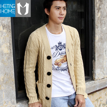 OME韩国2014秋季新款薄款<em>韩版开衫外套男</em>毛