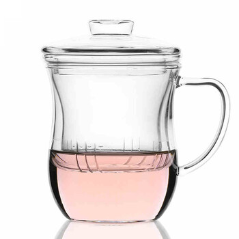 一屋窑 玻璃茶具耐热玻璃杯水杯三件式办公茶杯子 男士杯300ml