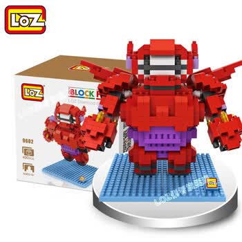 loz俐智 钻石小颗粒拼装玩具 煎饼侠小黄人大白微钻积木 大白盔甲9602