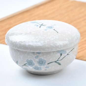 樱之歌 纯手绘雪花釉日式素瓷盖碗2只装