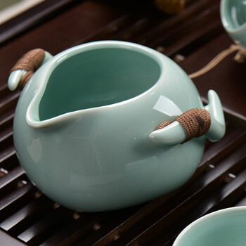 辰艺 定窑茶具套装 整套功夫茶具实木茶盘茶海茶台茶艺 整套紫砂功夫茶具套装 定窑青瓷小兰香实木 安全包装
