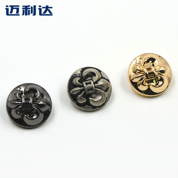 
                                        迈利达 金属船锚纽扣 手缝高脚钮扣 女装大衣外套仿旧古银色扣子 枪黑一颗 25mm                
