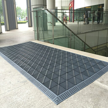 嘉德奥地毯 室外拼接地毯门厅 进门门口三合一拼接地毯镂空防滑除尘酒店宾馆办公楼定制 单刷灰色 加密型 60CM*90CM