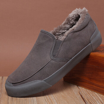 冬季男鞋休闲帆布鞋子男士加绒保暖棉鞋男冬鞋韩版潮流懒人鞋 6657布