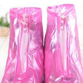 
                                                                                强迪(Qiangdi)防水鞋套 男 防雨鞋套 女 (雨衣/雨披/雨具）女士中筒平跟高跟鞋套 平跟中筒302纯粉色 M号                