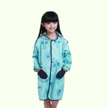 物有物语 儿童雨衣 女 时尚女童波点无气味环保学生男童雨披 浅蓝色 XL