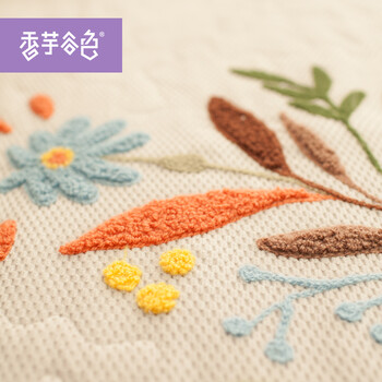 香芋谷色 早餐的故事乡村飘窗垫韩式沙发垫坐垫布艺防滑垫沙发罩沙发巾套装 银灰色 单人座沙发垫90cmx90cm