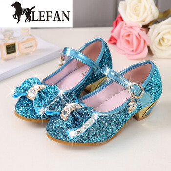 2017春秋新款女童单鞋儿童高跟鞋韩版公主鞋冰雪奇缘水晶鞋中大童