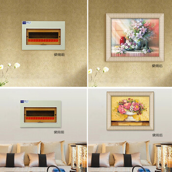 
                                        中画家居 欧式电表箱装饰画可推拉液压气撑配电箱现代创意个性客厅餐厅遮挡箱简欧有框画 16(横款) 液压50*40(可挡40*30)                