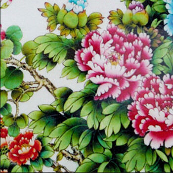 
                                        欢畅景德镇陶瓷粉彩花开富贵瓷板画 中堂客厅家居装饰画g-h13                