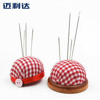 
                                                                                迈利达 DIY布艺手工缝纫工具 木底插针垫 插针包防止掉针 彩珠针座垫 手缝针插 缝纫针插针扎 木底针插包一个                
