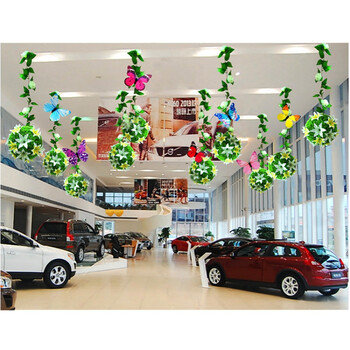 冬季美陈汽车4s店展厅布置装饰百合草球装饰酒店商场吊饰花球挂 60