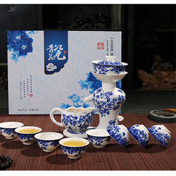 云品家居 整套茶具功夫茶具半自动流水青花瓷茶具蝶恋花陶瓷茶具 蝶恋花套装