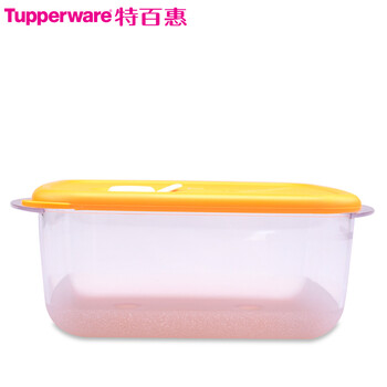 特百惠Tupperwa晶彩大合奏中盒600ml 冷藏密封保鲜碗罐微波炉加热塑料饭盒 橙色