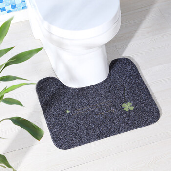 半岛良品 吸水防滑U型卫生间坐便器绣花马桶地垫 内凹垫子脚垫子 咖啡U型垫  40*48cm 马桶通用地垫