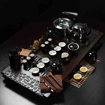 瓷神 茶具套装 套餐1黑檀木万福四合一紫砂