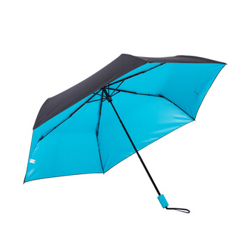 happyrain乐雨德国雨伞超强防晒小黑伞超轻太阳伞防紫外线创意折叠女士三折晴雨伞 天蓝色