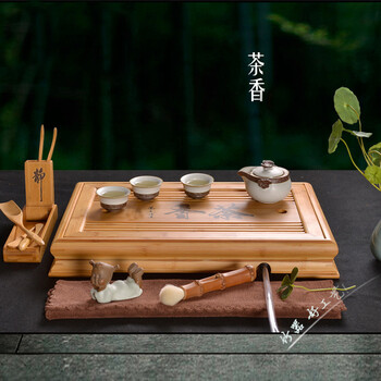 
                                                            祥业 功夫茶具茶盘套装竹茶盘茶托 竹制茶海茶台盛储水式迷你排水式茶托盘大号小号 新款大盛水                