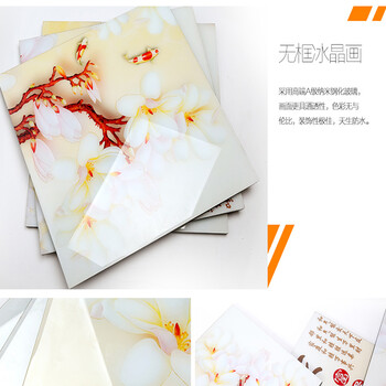 
                                        祝艺轩现代客厅装饰画冰晶画壁画无框画沙发背景墙挂画水晶画电表箱装饰画九鱼图上善若水 款式1 70*70纯无框玻璃冰晶画                