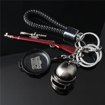 绝地求生钥匙扣挂件吃鸡游戏三级头盔平底锅三