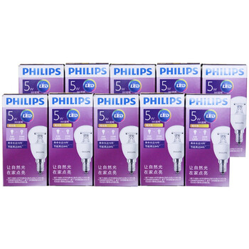 飞利浦PHILIPS LED灯泡 小球泡 5W E14小螺口2700K暖白色黄光 透明 单支装