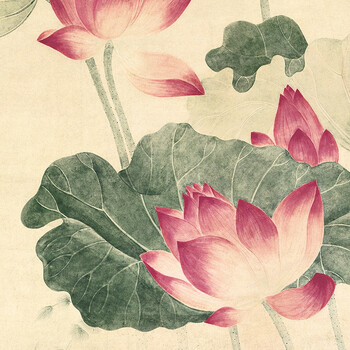 墙蛙wallwa吴应贞荷花现代中式玄关客厅装饰画国画壁画挂画