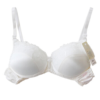 中老年桑蚕丝无钢圈真丝文胸薄款一片式小胸罩薄模杯女夏乳罩 白色