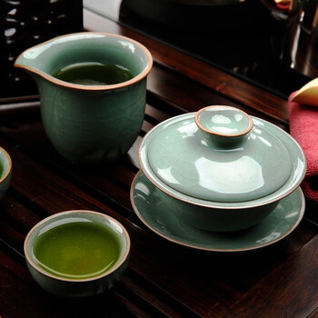 
                                        束氏 黑檀实木茶盘功夫茶具茶壶整套茶具四合一快速炉 哥窑黑檀平板套装003817                