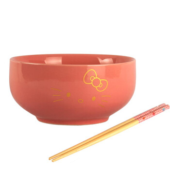 
                                                                                LICHEN 景德镇陶瓷餐具 卡通碗儿童饭碗 面碗 中号猫粉色                