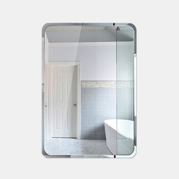 富居(FOOJO)镜子浴室镜 免打孔化妆镜 挂墙穿衣镜 圆角40×60cm