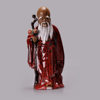 
                                                                                美陶 福禄寿三星一套装摆件 老人大寿生日礼物古典中国风 乔迁新居礼品 全手工石湾公仔三星装饰摆设礼物 福禄寿三星摆件                